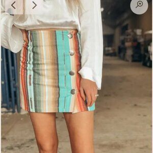 Rhonda Stark Turquoise Serape Skirt